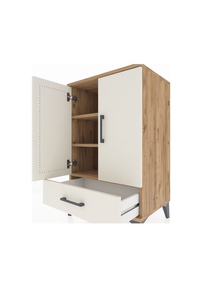 Hyperion Komodin 3 Raflı Tek Çekmeceli 2 Kapaklı 60x44x96 Çam... Çam