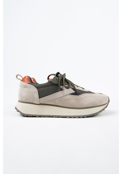 Krahe Moreno Erkek Hakiki Deri Bağcıklı Bej-haki Sneakers 001