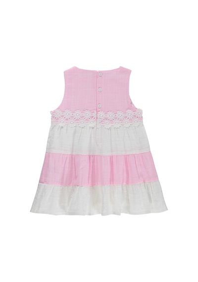 Civil Baby Renkli Roba Dantelli 6-18 Ay Elbise - Pembe