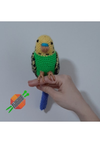 Amigurumi Örgü Oyuncak Kuş Muhabbet Kuşu Yeşil