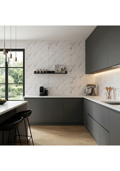 30x60 Cm Kendinden Yapışkanlı Duvar,banyo,tezgah Arası Mermer Desen -24 Adet 30 X 60 Cm