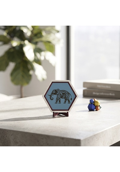 Minimalist Fil Tasarımlı Masaüstü Aksesuarı Çalışma Masalarınız İçin Özgün Ve Modern Bir Seçenek 10x10 Cm, Gök Mavi