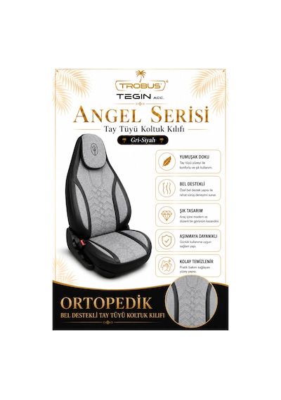 Audi Q7 2006-2015 Uyumlu Angel Serisi Gri Siyah Oto Koltuk Kılıfı