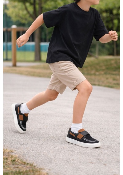 Muggo Rabids Cırtlı Desenli Günlük Çocuk Sneaker Spor Ayakkabı Siyah
