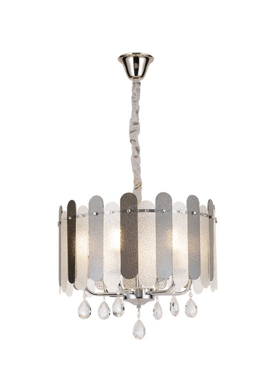 Madera 50'lik Krom Füme Camlı Kristal Taşlı Avize Krom
