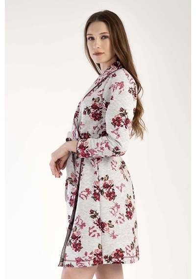 Vienetta Kadın Uzun Kol Kapitone Gri Melanj Sabahlık C4t0n1303 001
