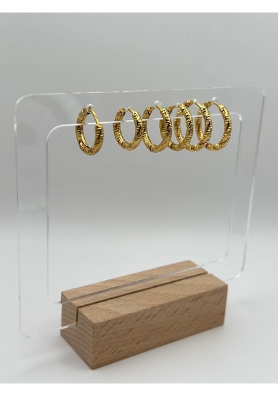 Arnes Jewelry Çelik Halka 3 Çift Set Küpe Ar456nes Gold