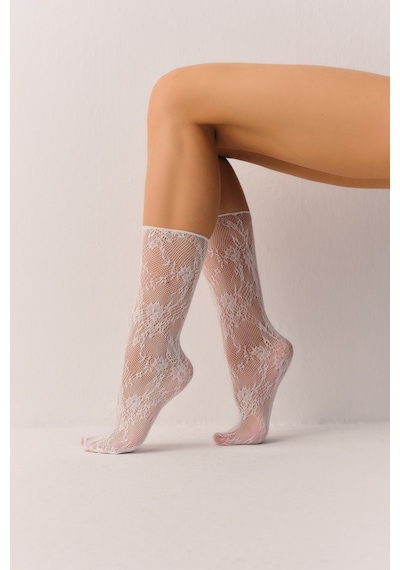 Suwen Fishnet Dantelli Soket Çorap Sc3052036 EKru