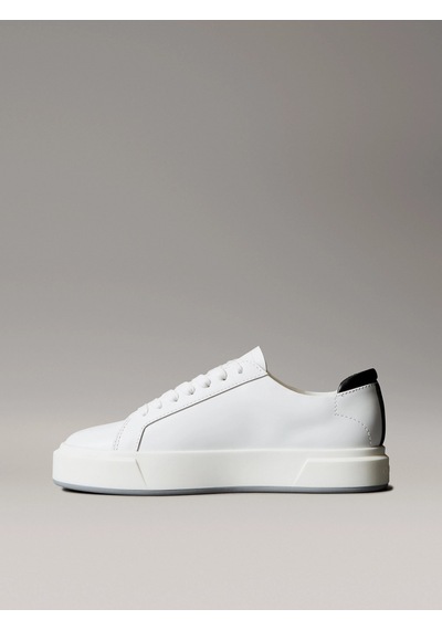 Calvin Klein Basket Cupsole Bağcıklı Deri Çok Renkli Kadın Beyaz Sneaker Yw0yw01945-01w Beyaz