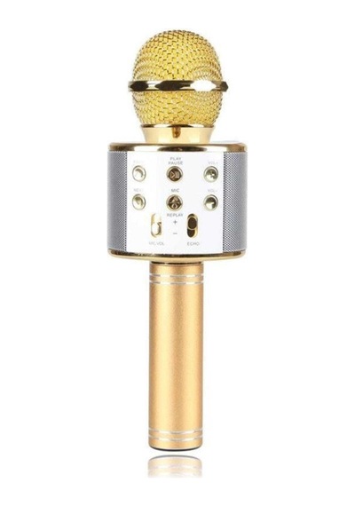 Karaoke Mikrofon Dahili Hoparlörlü Usb Flash Destekli Ws-858 Gold