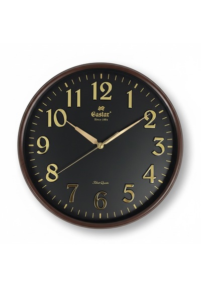 Eastar A3083 3d Kabartma Rakamlı İnce Kasa Sessiz Duvar Saati 33 Cm Siyah