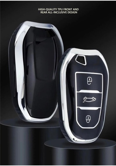 Peugeot 208 308 508 2008 3008 5008 Anahtar Kılıfı Sustasız Model Siyah Gümüş