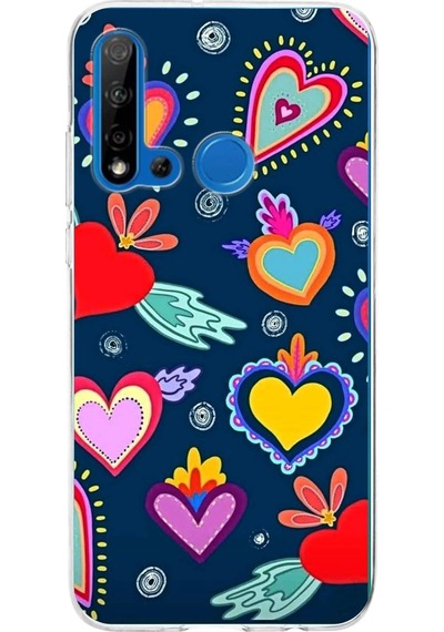 Huawei P20 Lite 2019 İle Uyumlu 1mm Slim Fit Retro Renkler 3 Baskılı Şeffaf Kılıf