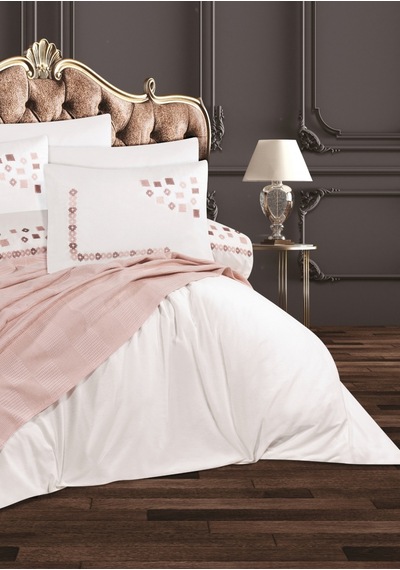 Goldroom Ahenk 7 Parça Pamuklu Pike Takımı. Pudra