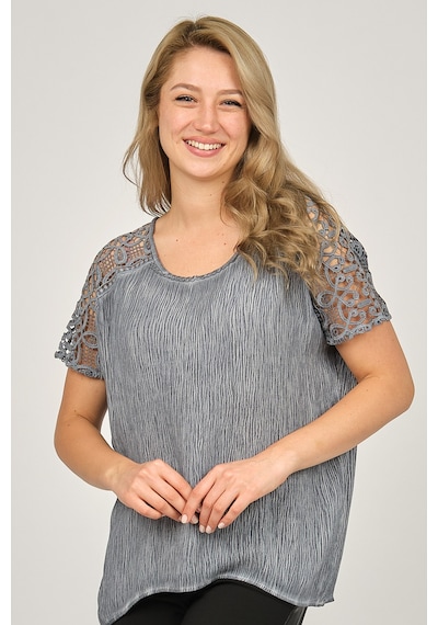 Ella Camelia Kadın Omzu Dantel Detaylı Bluz 5010062 Indigo