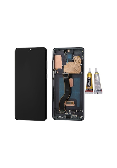 Te Samsung Uyumlu S20 Plus G985 Çıtalı Lcd Ekran Siyah + B7000