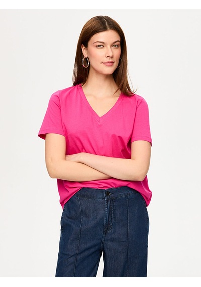 Pamuk V Yaka T-shırt S26tsh007 Bs26tsh007173 Pembe