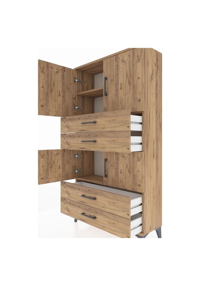 Arges Dolap 3 Raflı 4 Çekmeceli 4 Kapaklı 88x30x163 Çam-çam Çam Arges Dolap 3 Raflı 4 Çekmeceli 4 Kapaklı 88x30x163 Çam-çam Çam