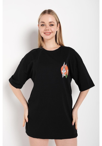 Flood Of Style Bugs Bunny Baskılı Siyah Oversize Tshırt
