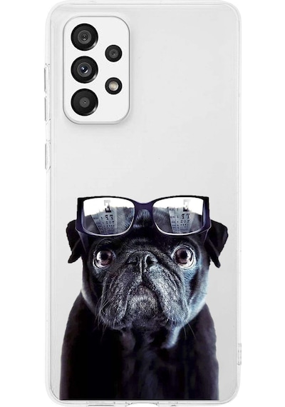 Samsung Galaxy A73 İle Uyumlu 1mm Slim Fit Köpek 3 050f Baskılı Şeffaf Kılıf Şeffaf