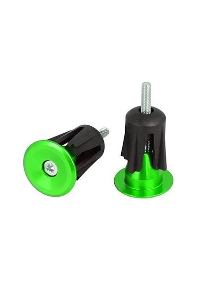 Briviga Alüminyum+ Plastik 22-24 Mm Bisiklet Gidon Ucu Tıpası Yeşil Renk 1 Çift Gidon Tıpası Yeşil
