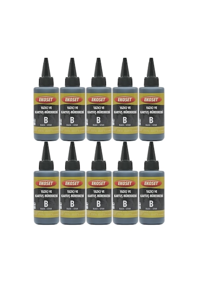 Ekoset Epson L565 L550 Siyah Uyumlu Mürekkep 100 ML 10'lu Set