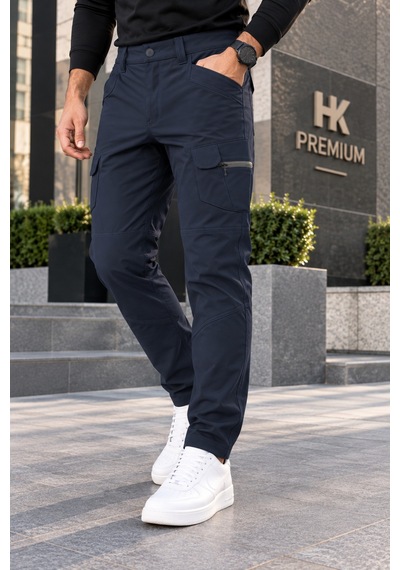 Hk Premium Erkek Haki Softshell Su Geçirmez Taktik Kargo Pantolon Moto Kurye & Outdoor Lacivert