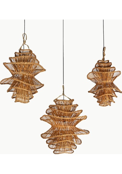 Rattan Luna Aydınlatma 3'lü Set Naturel