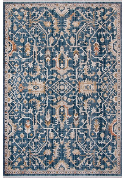 Polipropilen Polyester Pamuk Tabanlı Dokuma Halı Otantik Modern Salon Mutfak Halısı Blue Rengi N0089b Mavı