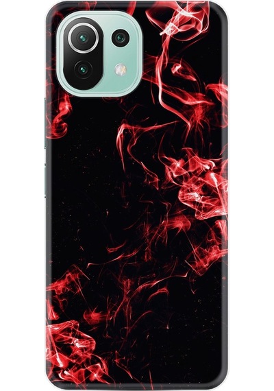 Xiaomi Mi 11 Lite Kılıf +Kablo Koruyucu Red Smoke 1745