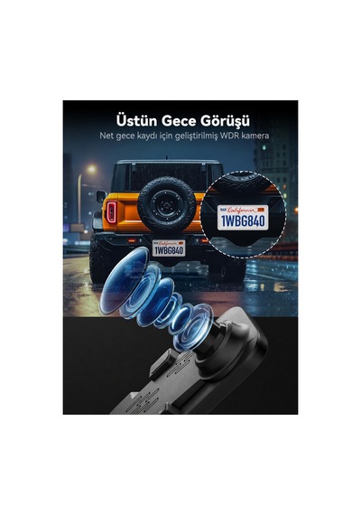 12" G840s 4k Ayna Dashcam, Ön & Arka Kamera, 5,8 Ghz Wifi, Ips Dokunmatik Ekran