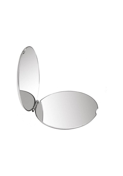 Yuvarlak Mini Metal Cep Aynası, Taşınabilir Makyaj Aynası, Gümüş Krom, 6.5cm, Katlanabilir, Modern Diğer