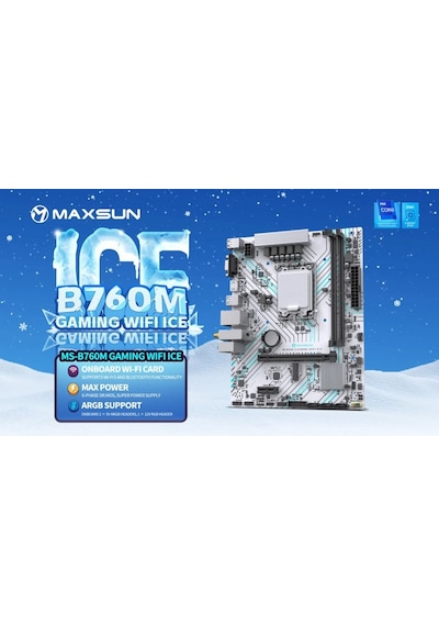 Maxsun Gamıng Wıfı Ice B760m 4400 Oc Hdmı M.2 Matx Beyaz Ddr4 1700pın Anakart