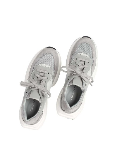 Kadın Gri Bağcıklı Kalın Tabanlı Süet Deri Sneaker