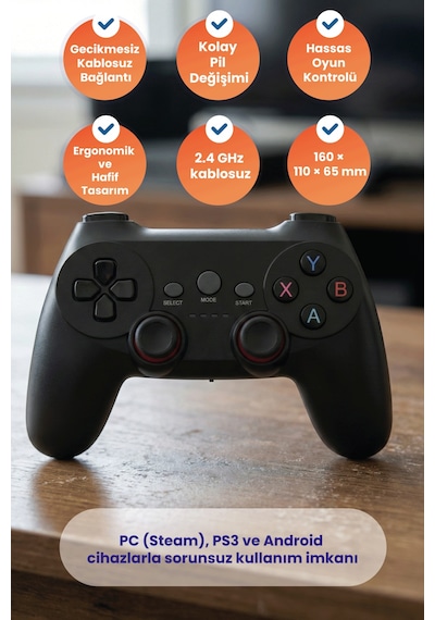 Xo Gp2 2.4g Kablosuz Gamepad - Pc Ps3 Ve Android Uyumlu Pilli Oyun Kolu, Joystick