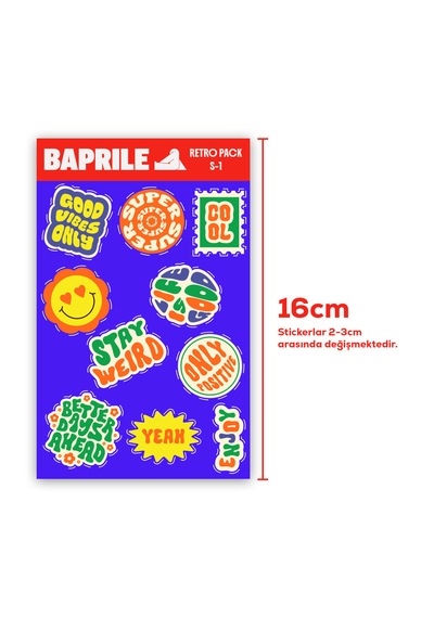 Retro Y2k 90 Lar Pozitif Sticker Paketi 4 Sayfa 41 Parça Etiket Seti Çok Renkli