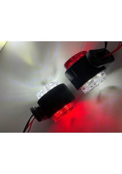 Ahmet Otomotiv Mercekli Mini Takoz 12 Ledli Kırmızı-beyaz 12v-24v