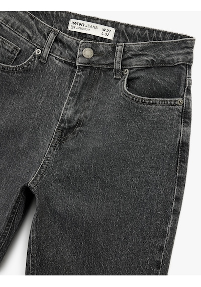 Koton Standart Bel Düz Paça Düğmeli Cepli Straight Fit Jean Pantolon - Straight Jeans Antrasit 6wal40164md Antrasit Koton Standart Bel Düz Paça Düğmeli Cepli Straight Fit Jean Pantolon - Straight Jeans Antrasit 6wal40164md Antrasit
