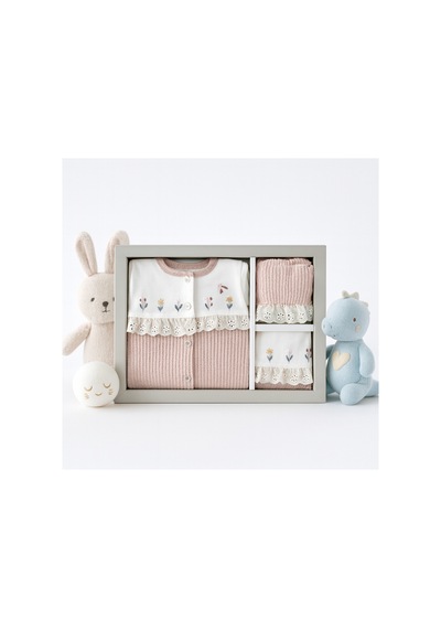 Mou&kou Yenidoğan 5li Zıbın Set/%100 Pamuk Kız Bebek Hastane Çıkışı/hediyelik Kız Bebek Hastane Çıkışı Gülkurusu