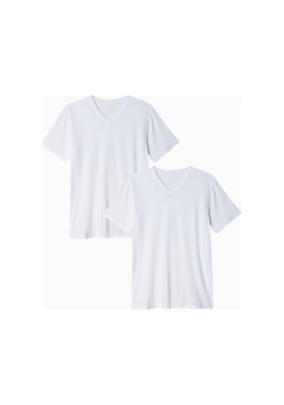 Kadın V Yaka Tshirt Spr24tsk40-2 Beyaz