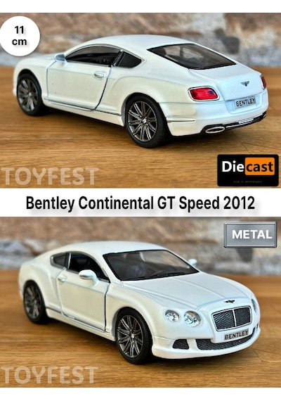 2012 Bentley Continental Gt Speed Çek Bırak Kapıları Açılabilen Metal Model Araba - Beyaz 11.5 Cm