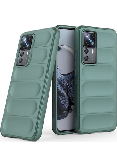 Xiaomi 12T Uyumlu Silikon Kılıf - Kamera Korumalı Esnek Yeni Nesil Airbag Kapak - Yeşil