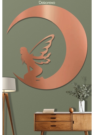 Aydaki Peri Metal Duvar Tablosu - Metal Duvar Sanatı - Bronz - 75 X 75 Cm