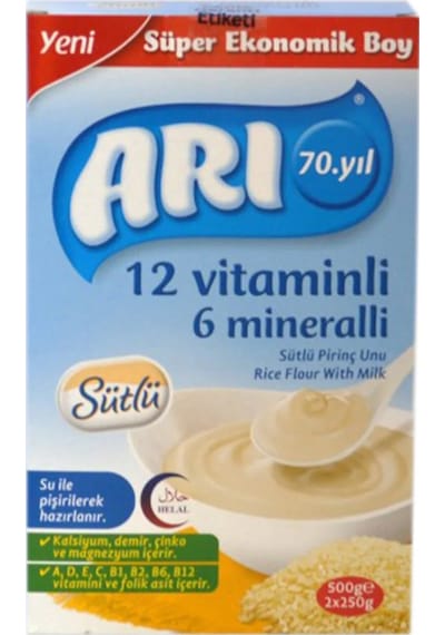 Arı Gece 12 Vitaminli 6 Mineralli 7 Tahıllı Sütlü 6+ Ay Pirinç Unu 250 G
