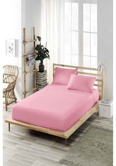 Battal Boy Yastıklı Çarşaf Takımı %100 Pamuklu 180x200 Toz Pembe