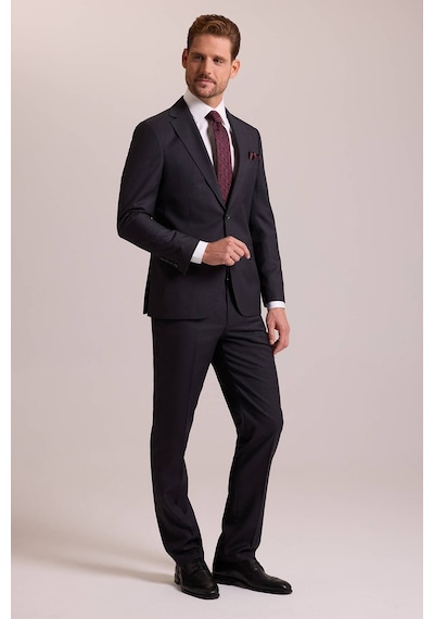 Erkek Antrasit Slim Fit Mono Yaka Yün Takım Elbise