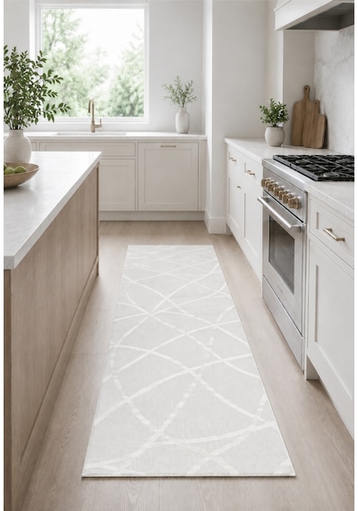 Modern Sisal 8002 Beyaz Leke Tutmayan Kaymaz Taban Salon Mutfak Koridor Balkon Halısı