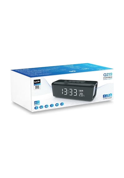 Linktech Saatli Bluetooth Hoparlör - Q219 Taşınabilir Saatli , Alarmlı , Termometreli Bluetooth Hopa