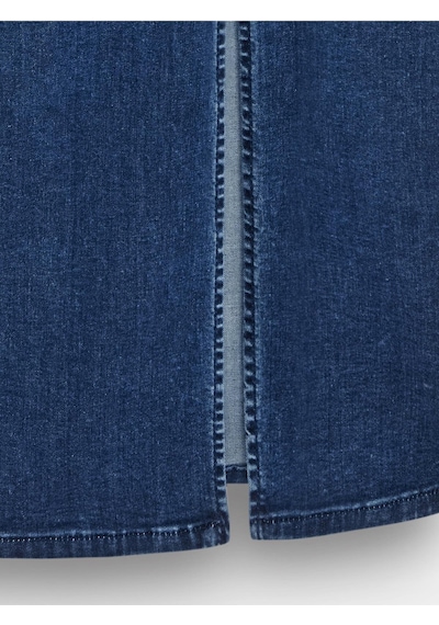 Dilvin 90584 Denim Yırtmaçlı Elbise-mavi-15321
