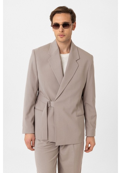 Antioch Kuşaklı Relax Fit Erkek Blazer Ceket Bej